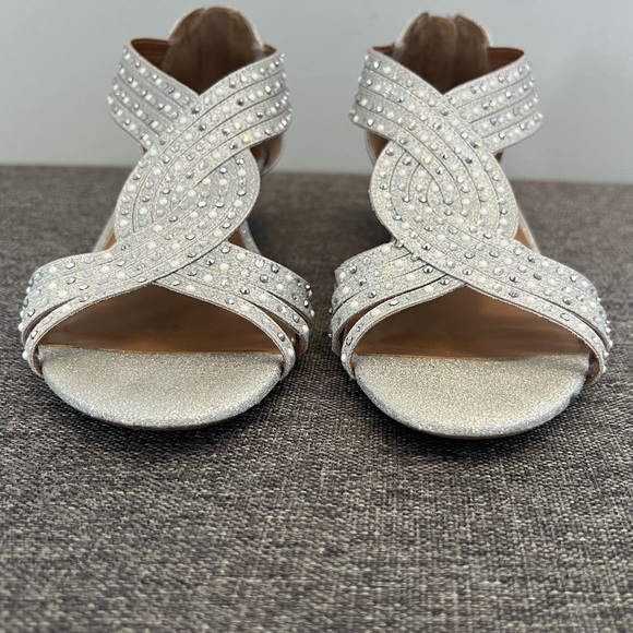 Style & Co Silver Embellished Strappy Wedge Sandals 8 Ginifur Sparkly Dressy - Picture 3 of 16